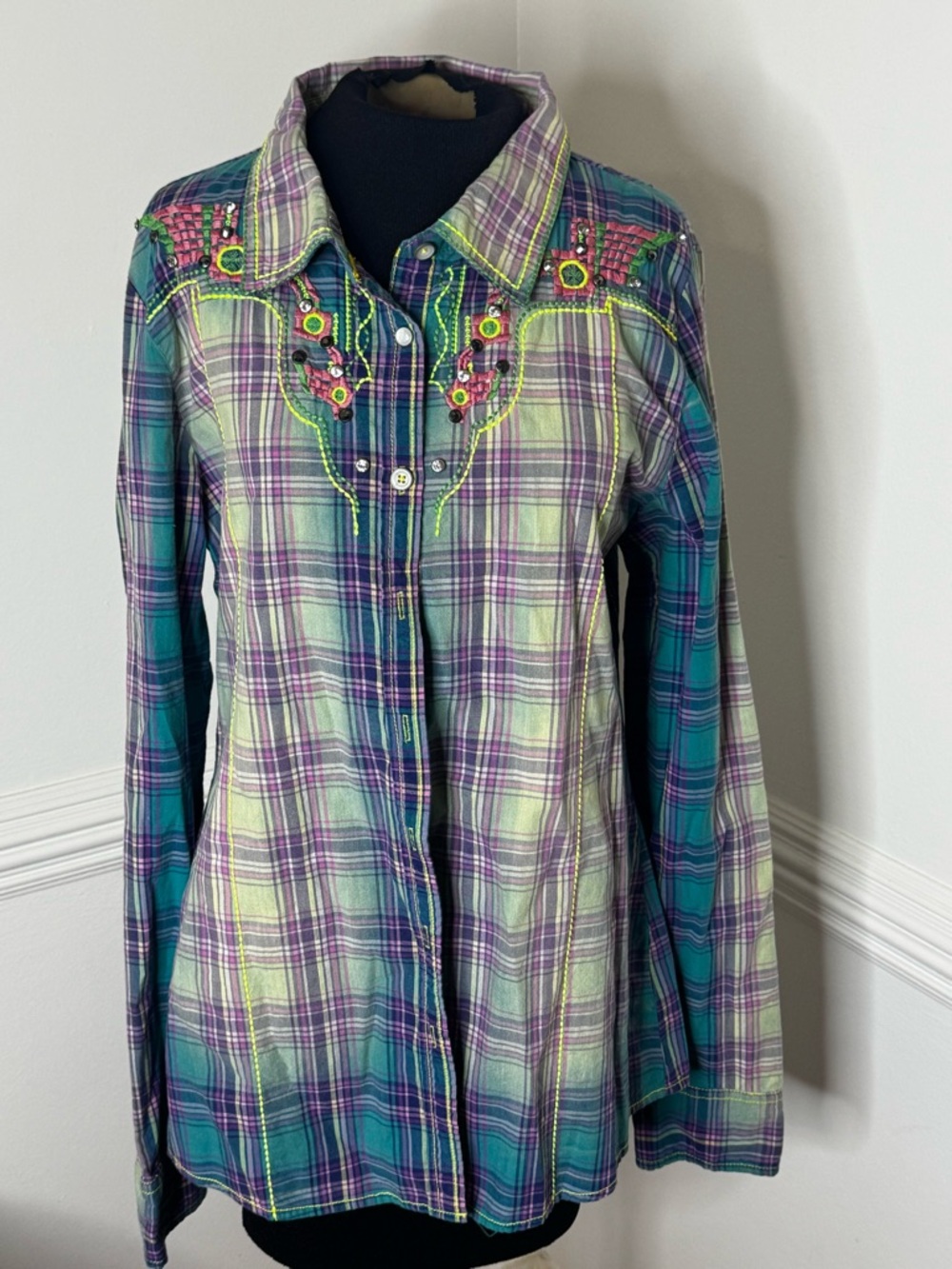 Roar Western Embroidered Shirt